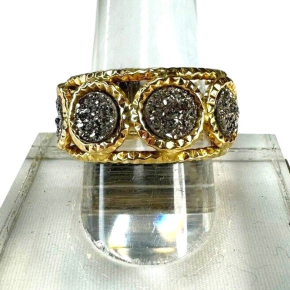 Milor Jewelry - Milor Italy 14k Yellow Gold Druzy Ring Size 8.5 2.4g